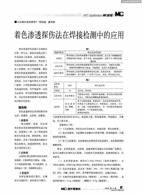 着色渗透探伤法在焊接检测中的应用