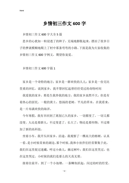 乡情初三作文600字