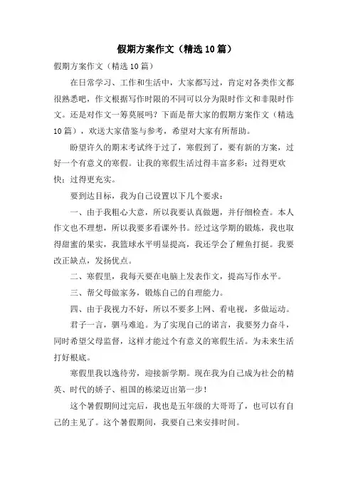 假期计划作文(10篇)