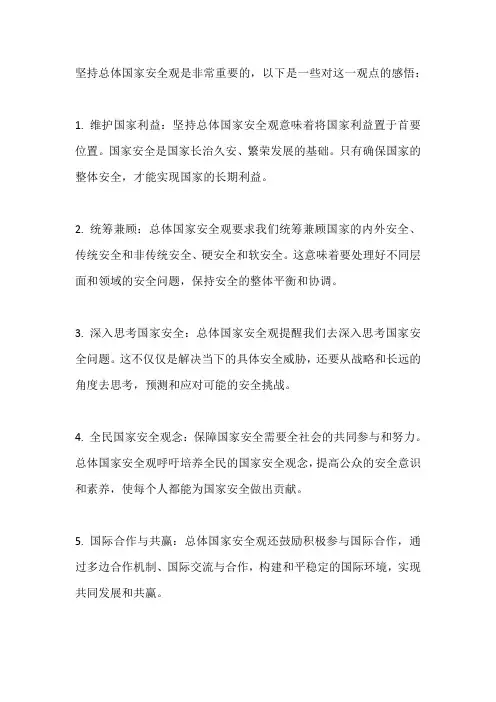 坚持总体国家安全观感悟