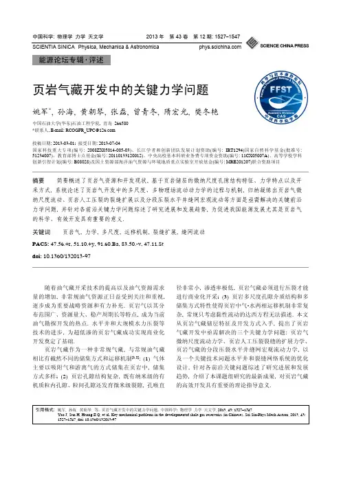页岩气藏开发中的关键力学问题