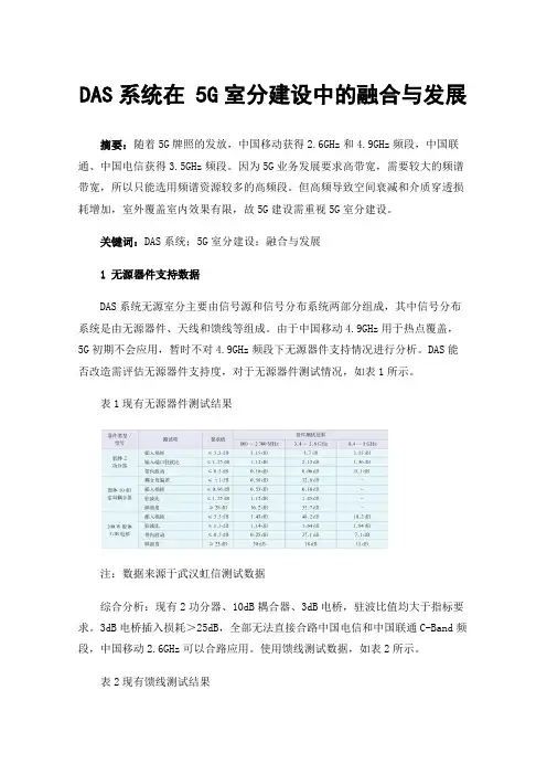 DAS系统在5G室分建设中的融合与发展