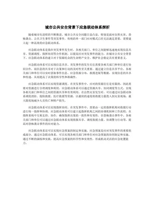 城市公共安全背景下应急联动体系探析