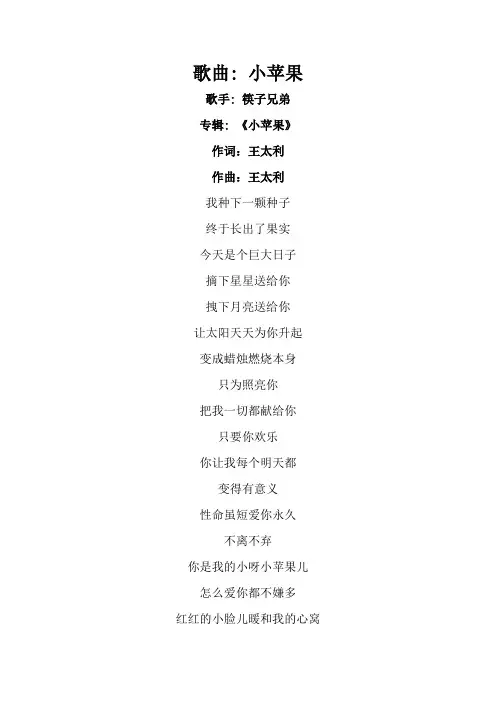 小苹果歌词完整版