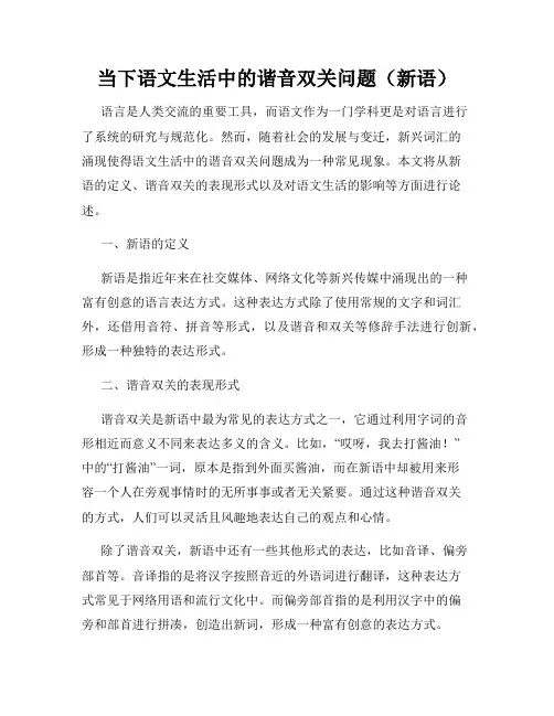 当下语文生活中的谐音双关问题(新语)