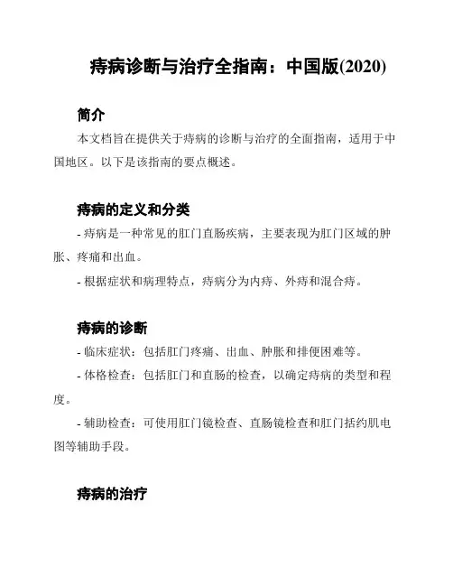 痔病诊断与治疗全指南：中国版(2020)