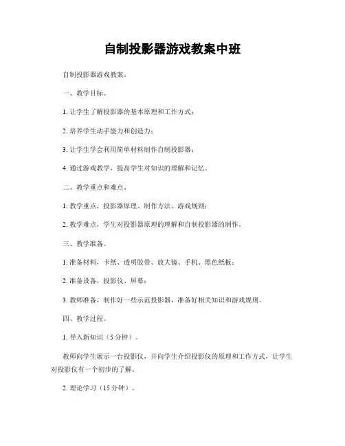 自制投影器游戏教案中班