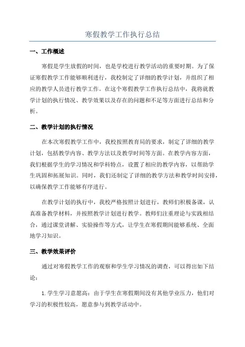 寒假教学工作执行总结