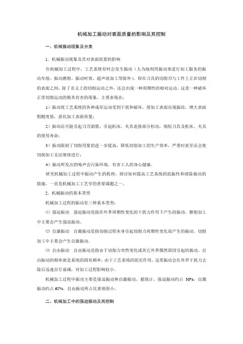 机械加工振动对表面质量的影响及其控制