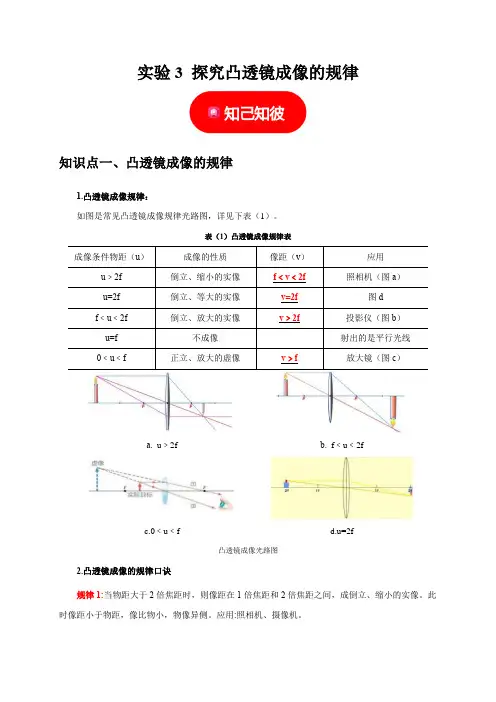 实验探究凸透镜成像的规律 (原卷版+答案解析版)