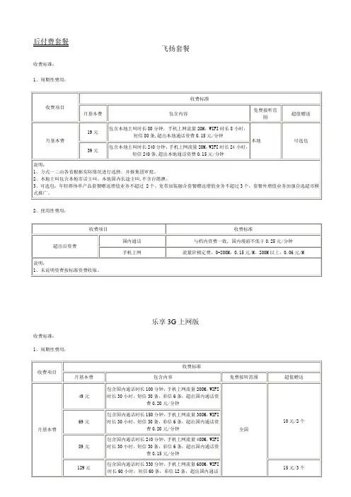 中国电信套餐明细
