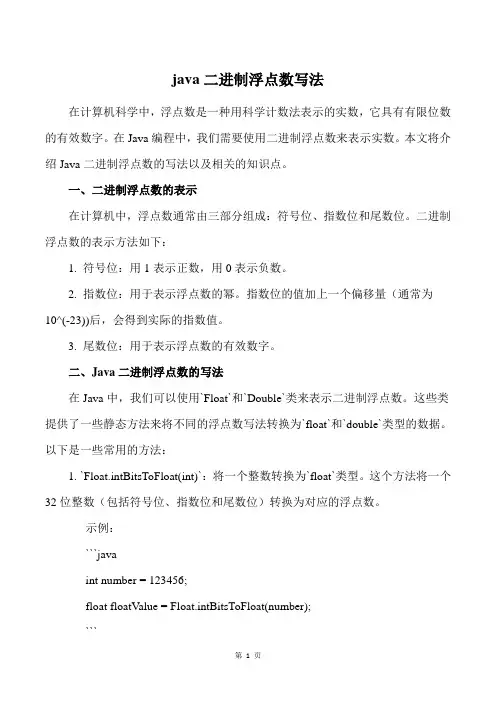 java二进制浮点数写法