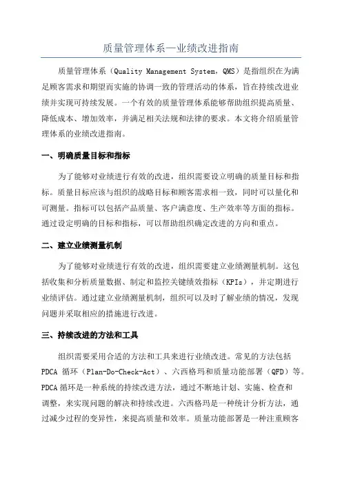 质量管理体系—业绩改进指南