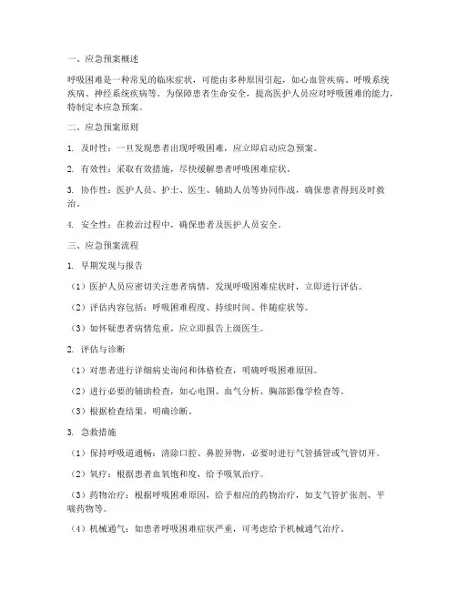 呼吸困难的应急预案及处理流程