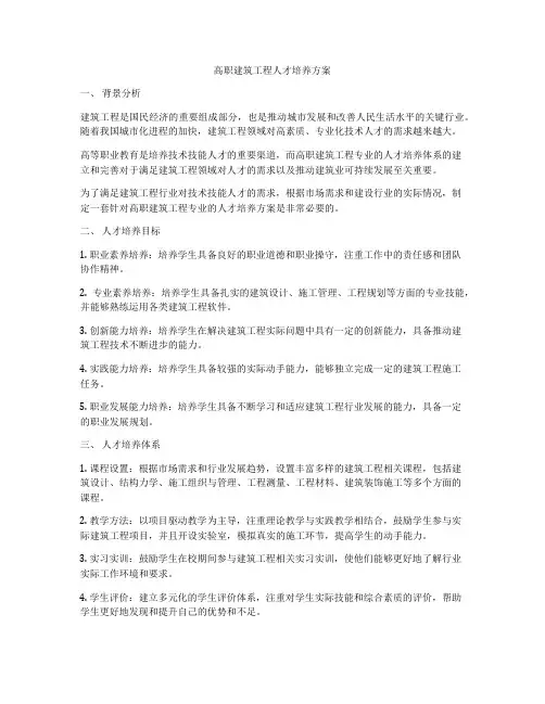 高职建筑工程人才培养方案