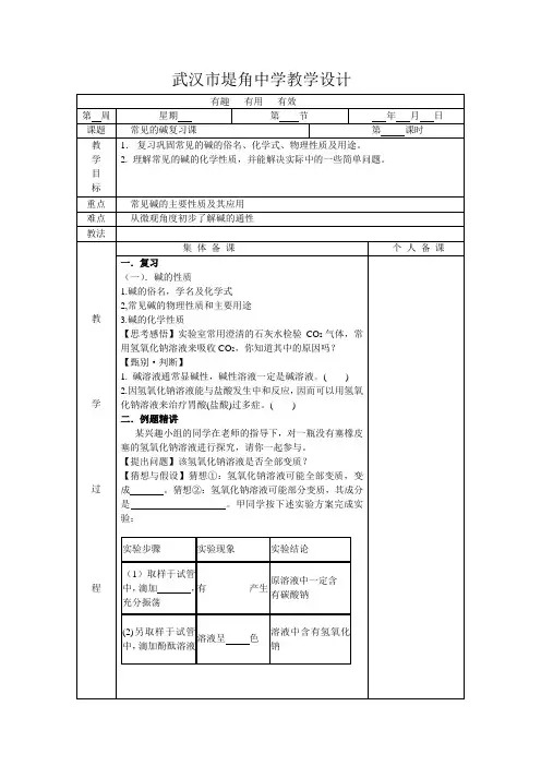 常见的碱复习课教案