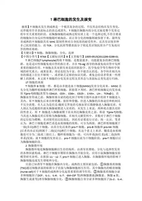 T淋巴细胞的发生及演变
