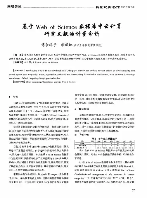 基才Web of Science数据库中云计算研究文献的计量分析