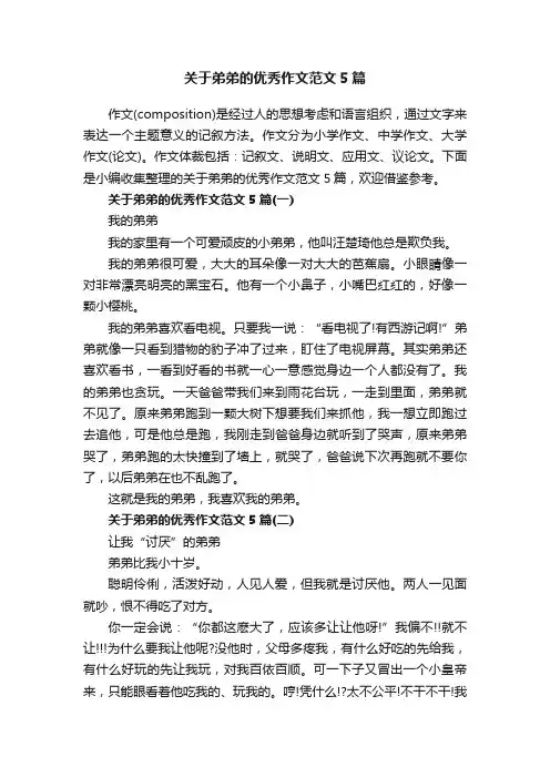 关于弟弟的优秀作文范文5篇