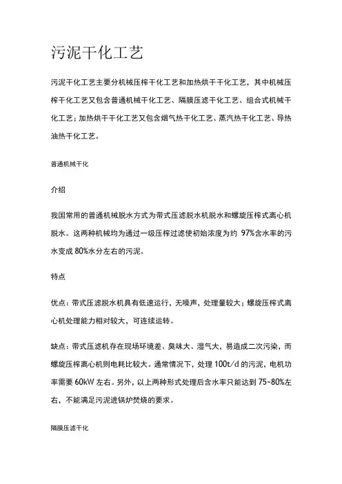 污泥干化工艺