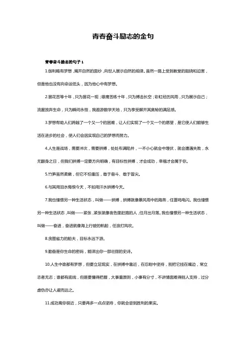 青年奋斗的金句
