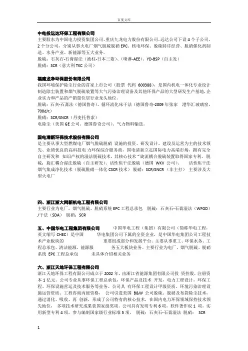 环保公司实力对比