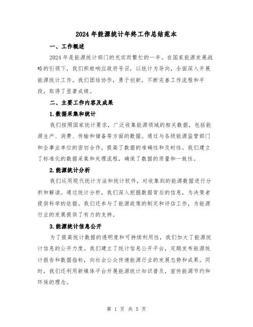 2024年能源统计年终工作总结范本(2篇)