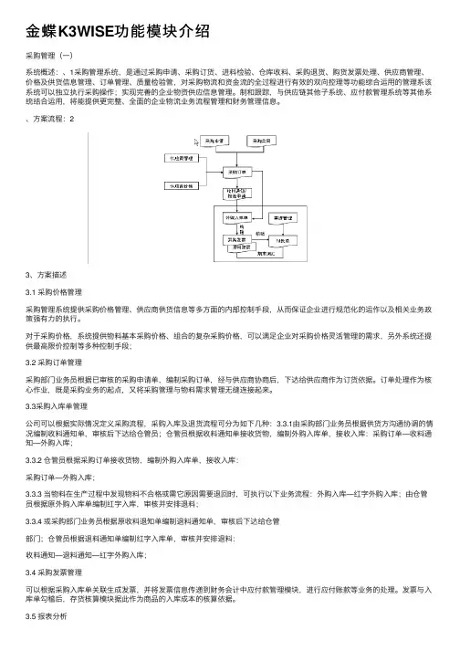 金蝶K3WISE功能模块介绍