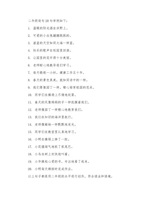 二年级造句20句