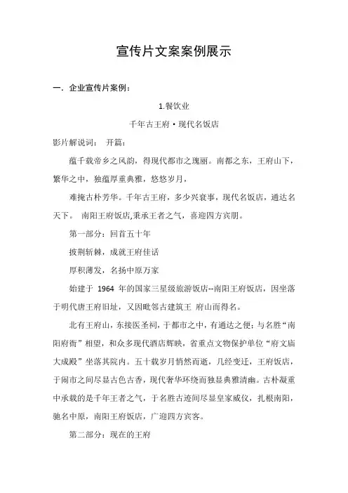 宣传文案案例展示