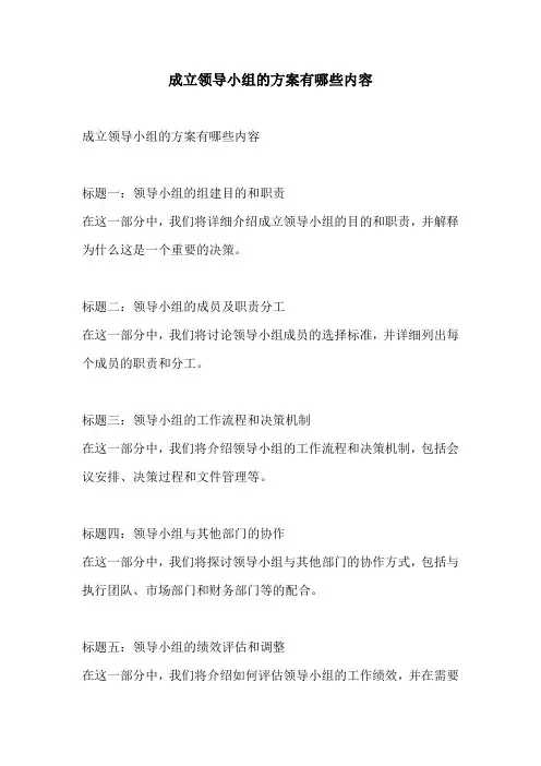 成立领导小组的方案有哪些内容
