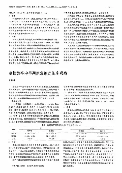 急性脑卒中早期康复治疗临床观察