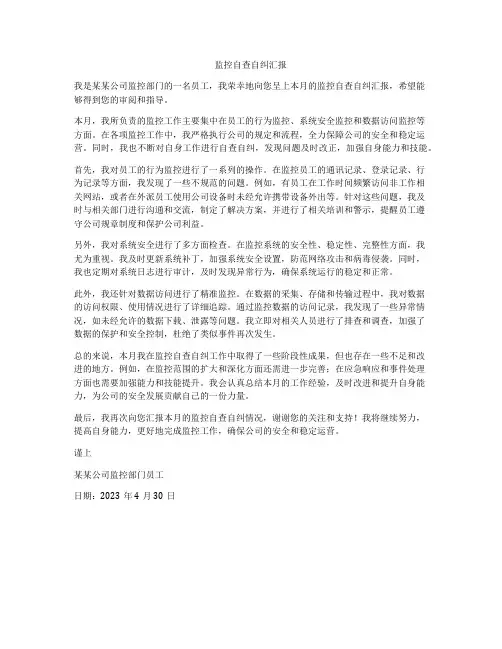 监控自查自纠汇报