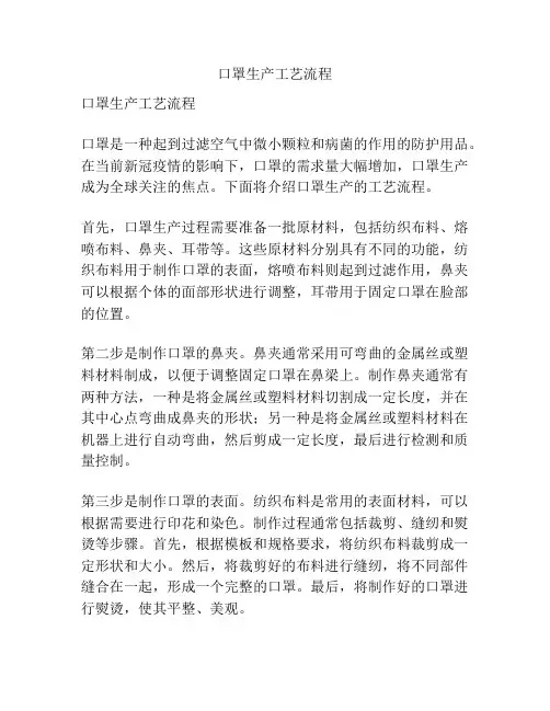 口罩生产工艺流程