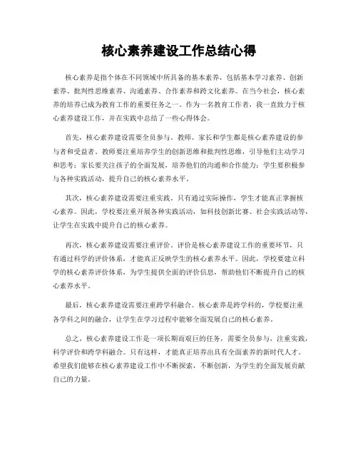 核心素养建设工作总结心得