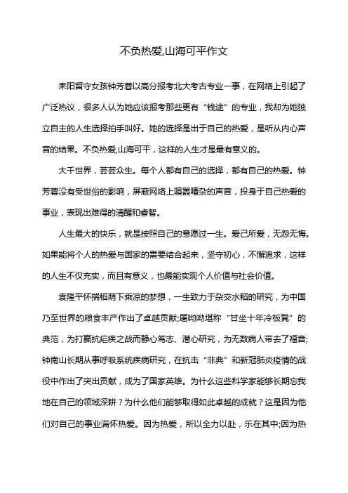 不负热爱,山海可平作文
