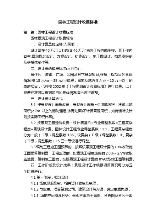 园林工程设计收费标准