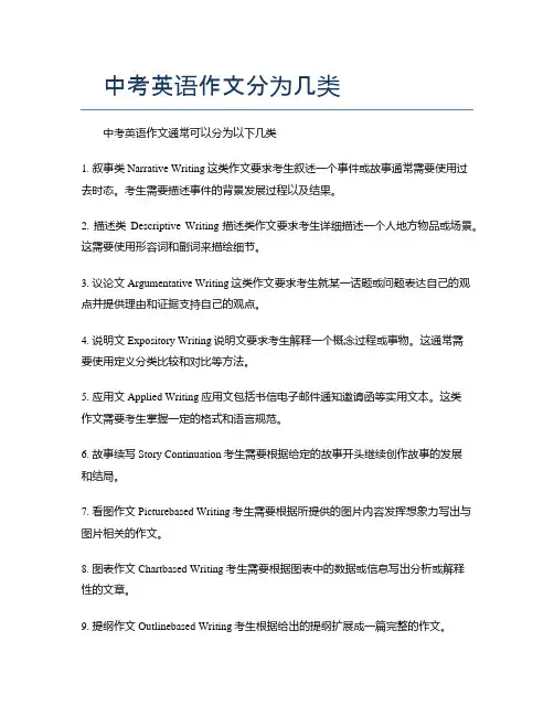 中考英语作文分为几类