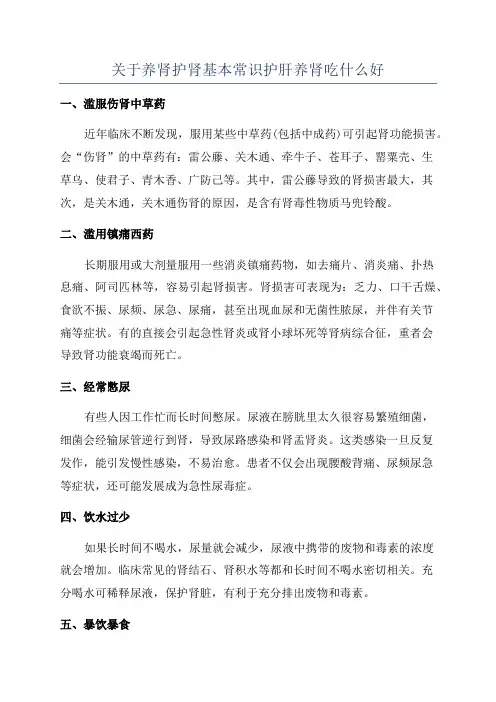 关于养肾护肾基本常识护肝养肾吃什么好