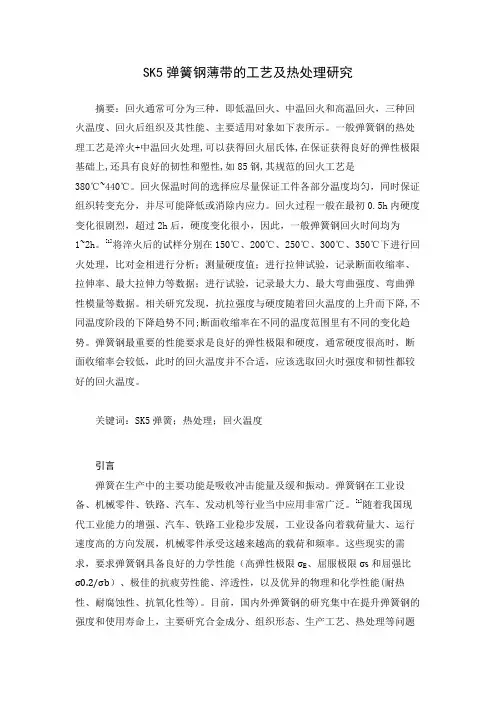 SK5弹簧钢薄带的工艺及热处理研究