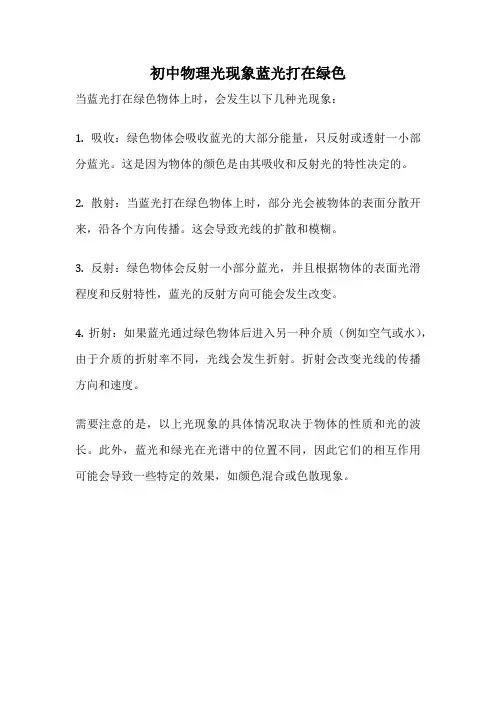 初中物理光现象蓝光打在绿色