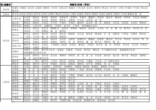 中国县市地区明细表
