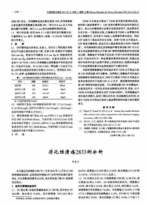 消化性溃疡2833例分析