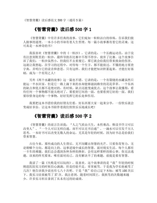 《智慧背囊》读后感500字