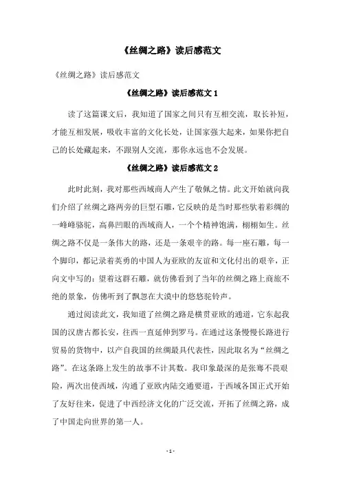 《丝绸之路》读后感范文