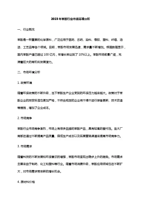 2023年苯酚行业市场环境分析