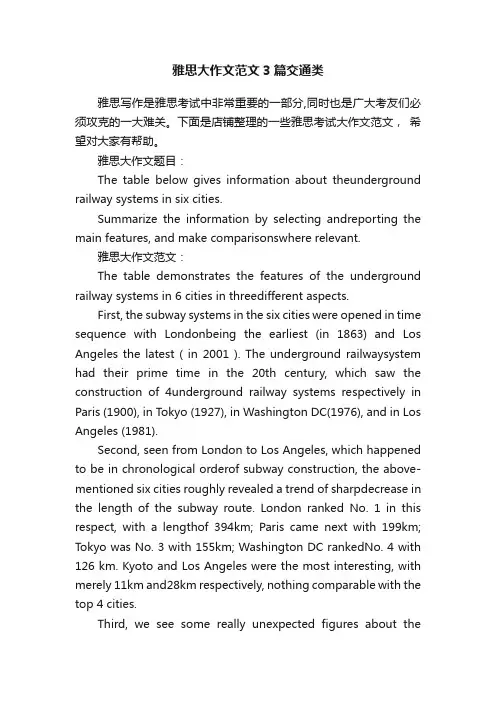 雅思大作文范文3篇交通类