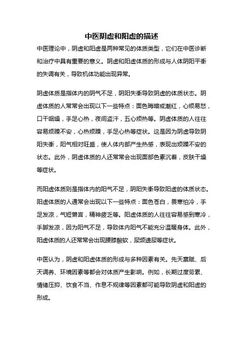 中医阴虚和阳虚的描述