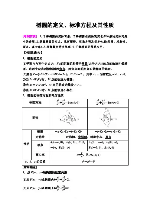 椭圆的定义、标准方程及其性质