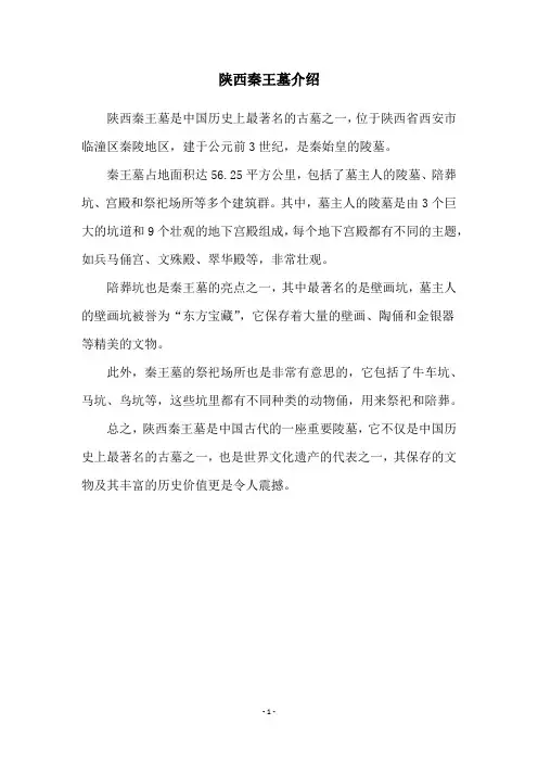 陕西秦王墓介绍